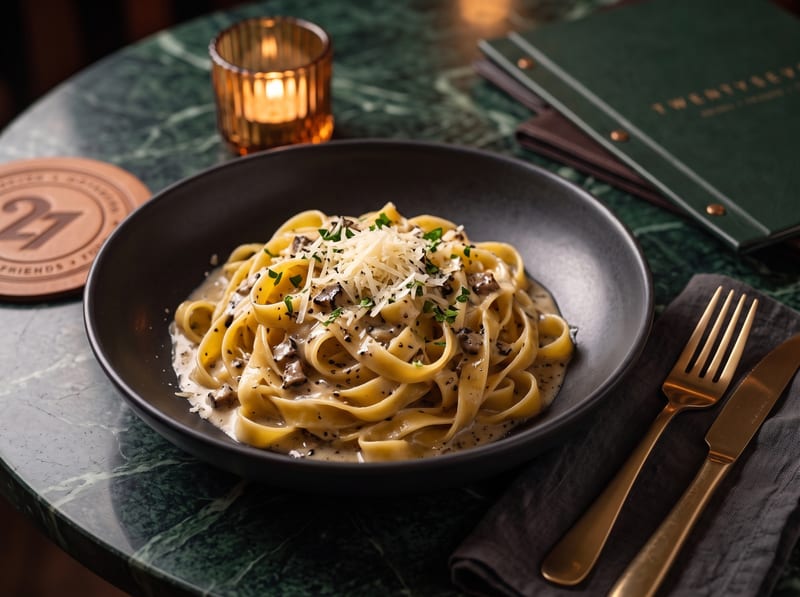 Krämig handrullad tagliatelle med tryffel och färskriven parmesan